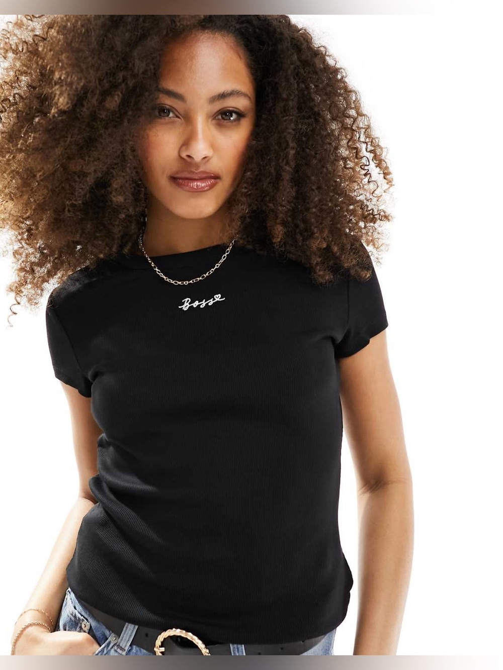 Hugo Boss Black Short-Sleeve Tee with Script Logo, EUC